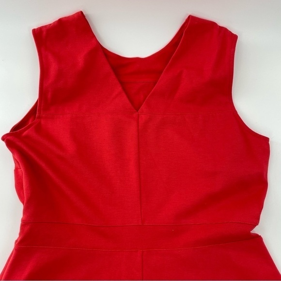 Lands End Viscose Heavy Red V Back Sleeveless Skater Dress Size‎ 14 Petite - Picture 11 of 13